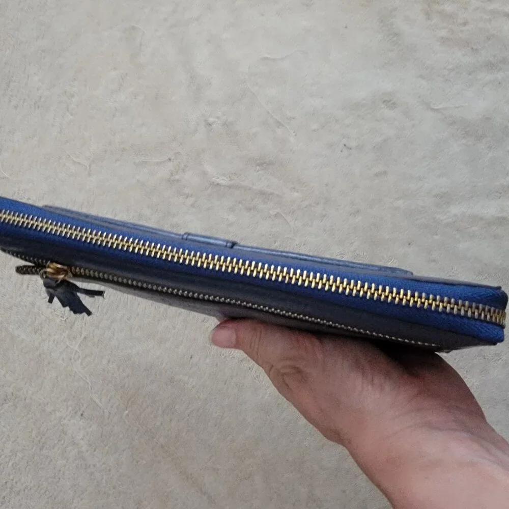NWOT Lodis Zip Around Continental Blue Extra Long Wallet or Clutch Purse
